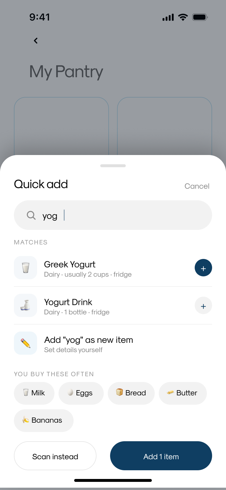 Quick add, autocomplete matches